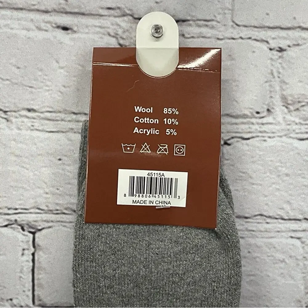Max Adams Lamb Wool Socks Men's Size 10-13 Black Gray Argyle 2 Pair Casual Comfy